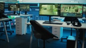 CCTV control room monitoring wall for a large security system project
