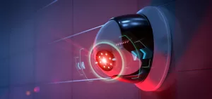 AI-powered surveillance camera detecting and tracking an intrusion